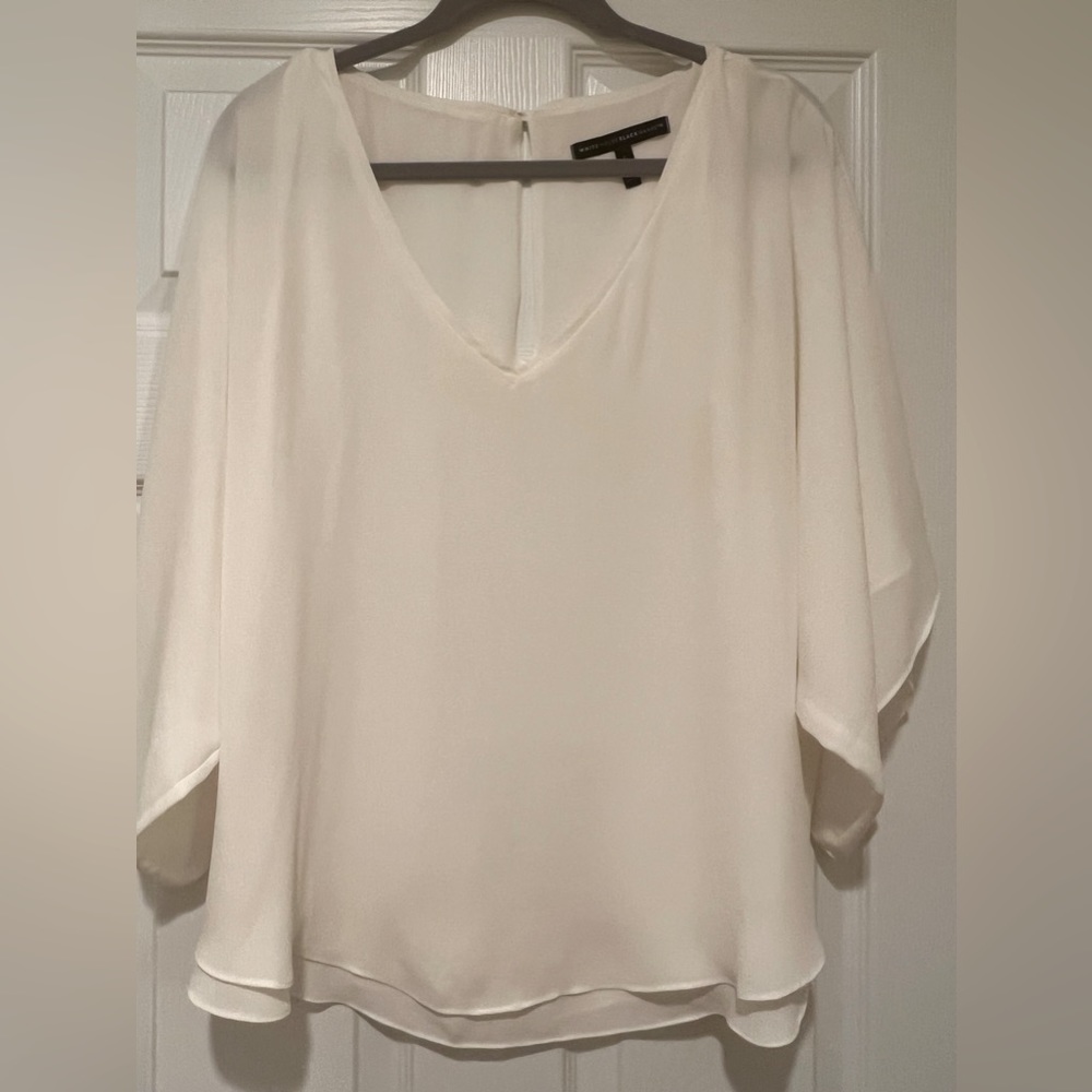 White House Black Market white chiffon blouse